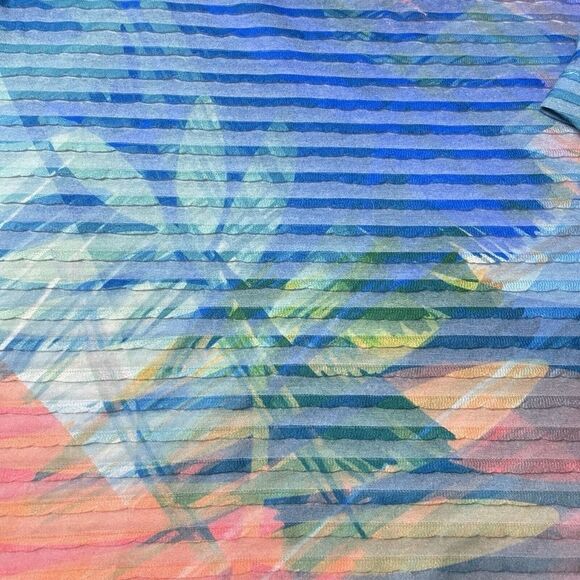 SOFT SURROUNDINGS Women’s Large Ribbed Floral Top Tropical Colorful Tunic Blouse - Picture 7 of 8